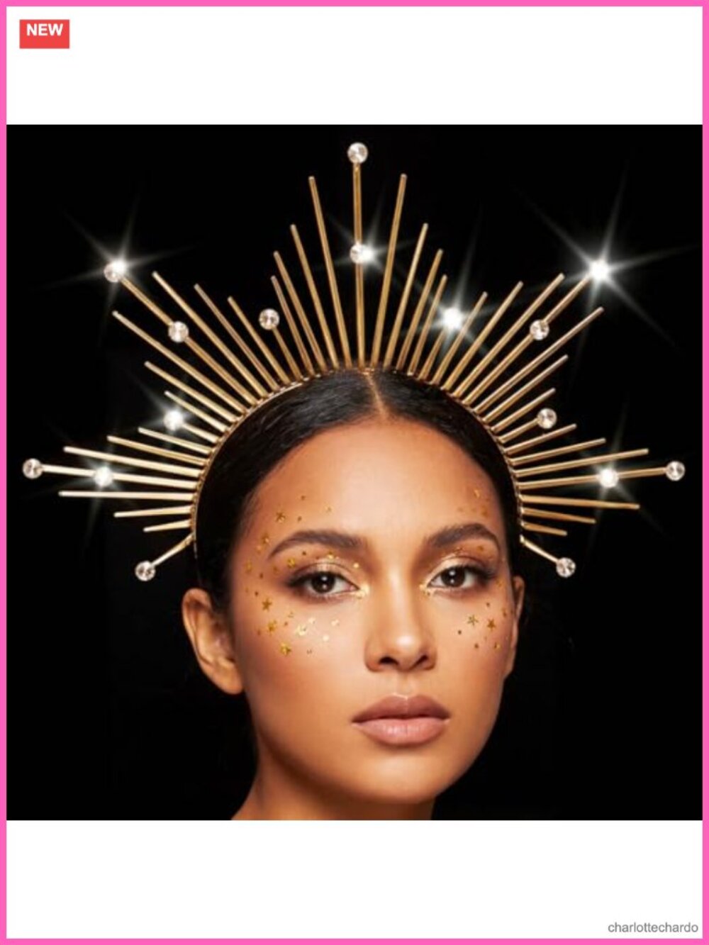 Greek Goddess Sun Halo Headband Gold Alloy Rhinestone Women Hair Accessory